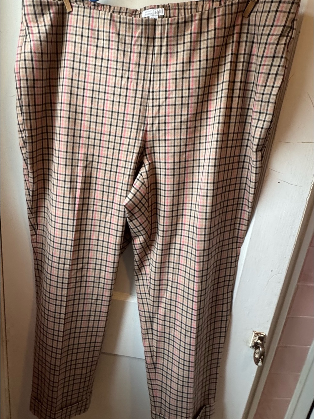 J. Jill Women’s Plaid Ankle Pants Size 20 Beige Pink Stretch Career Office